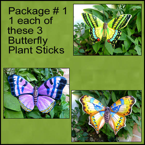 piquets de plantes de jardin en métal peint - papillons